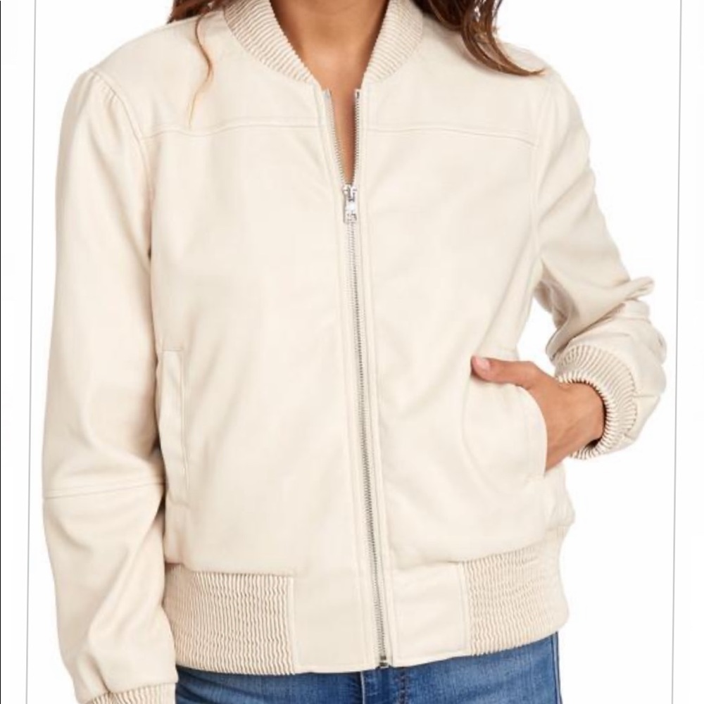 Tahari Faux Leather Bomber
